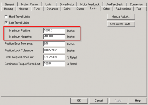 Servo Soft Limits High and Low